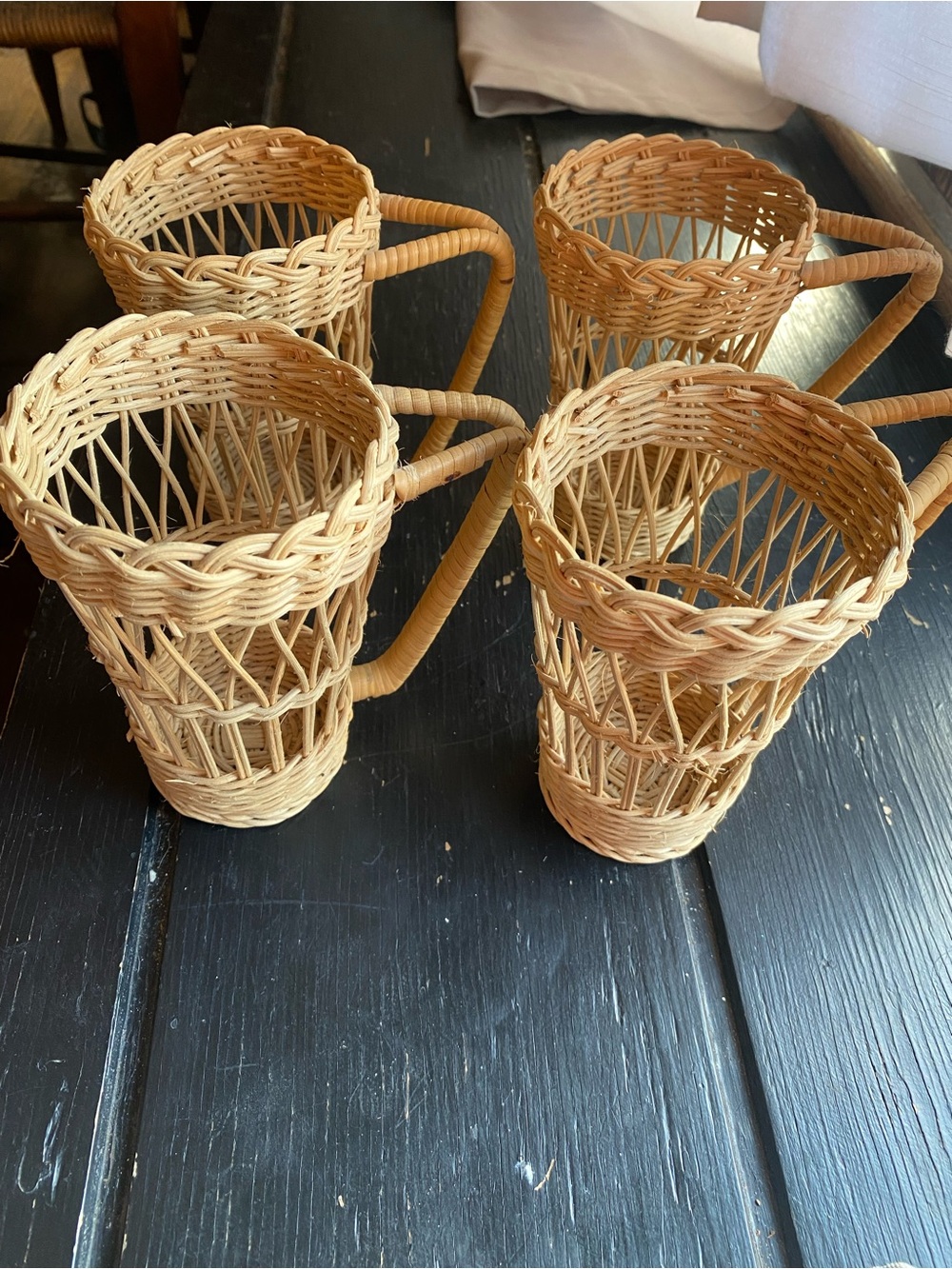 Handwoven Rattan Cup Holders - Natural Tan